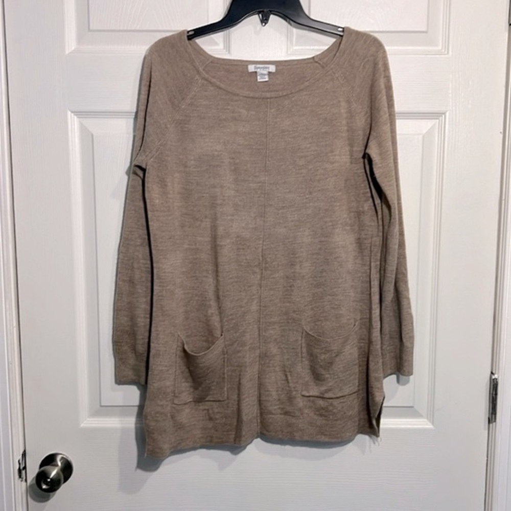 HAMPSHIRE STUDIO Women's Beige Scoop Neck Sweater Size Large